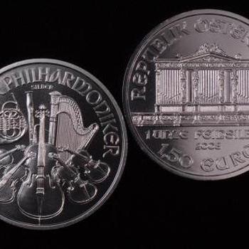 The Vienna Philharmonic coin is struck in .9999 fine pure silver coins.